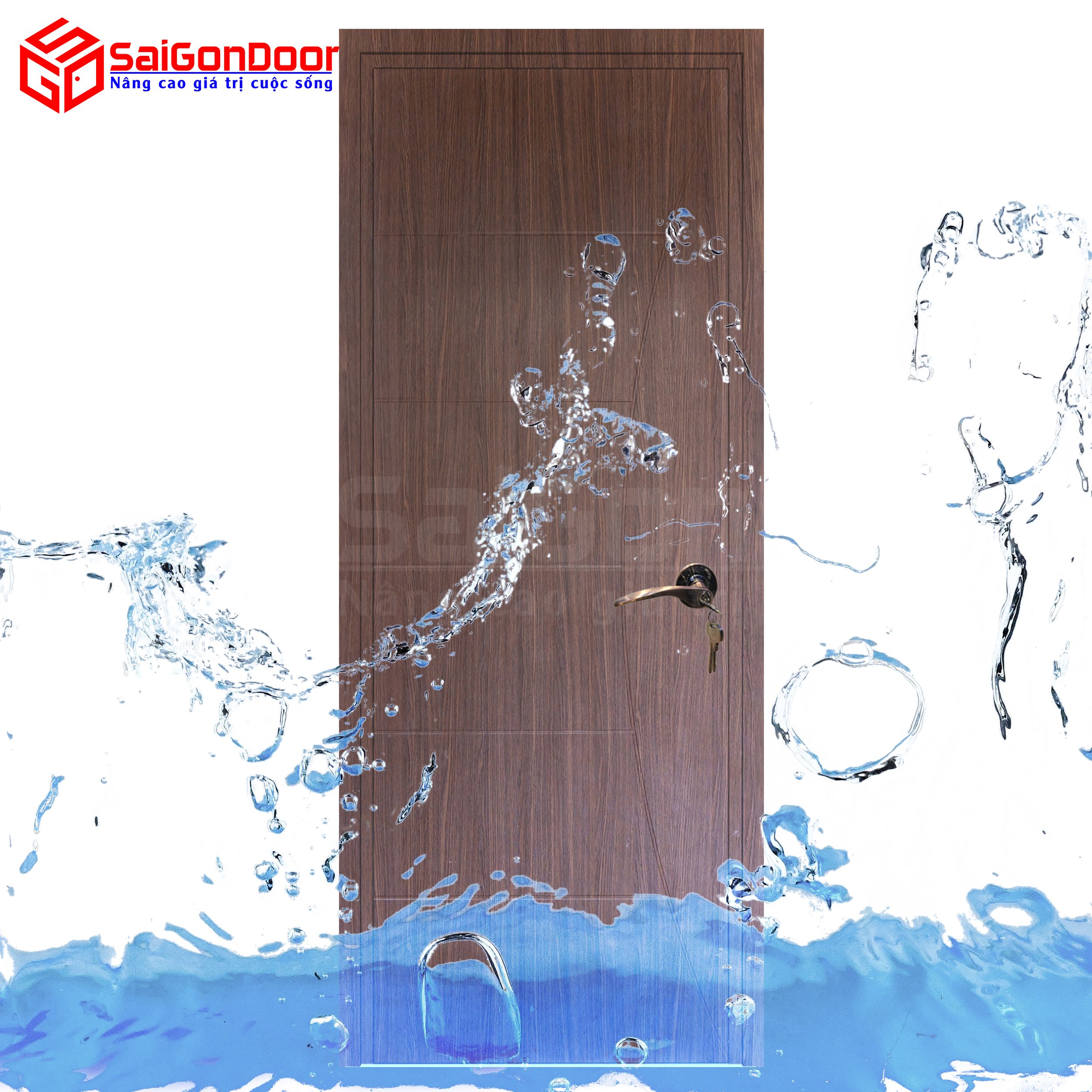Cửa nhựa gỗ Composite chống nước an toàn dùng làm cửa nhà vệ sinh